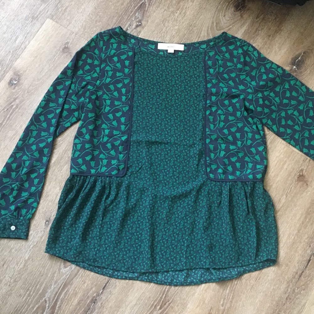 Ann Taylor LOFT blouse, green floral print, S
